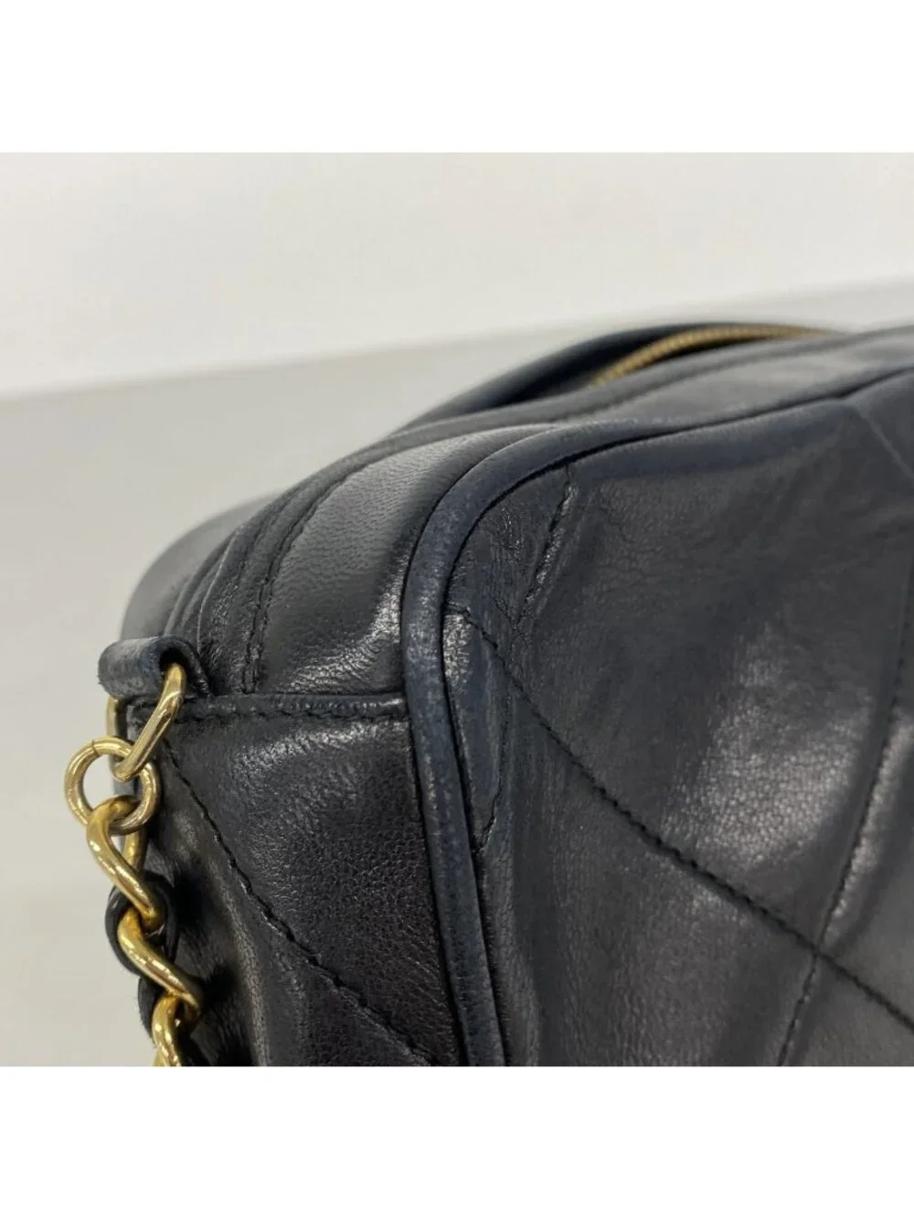 Chanel Shoulder Bag Lambskin Black Gold